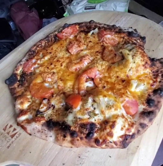 Three-Cheese Tomato and Onion Pizza with Spicy Marinara Sauce