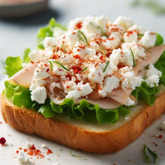 Savory Bagel Treat: Chopped Turkey and Feta Open-Face Sandwich