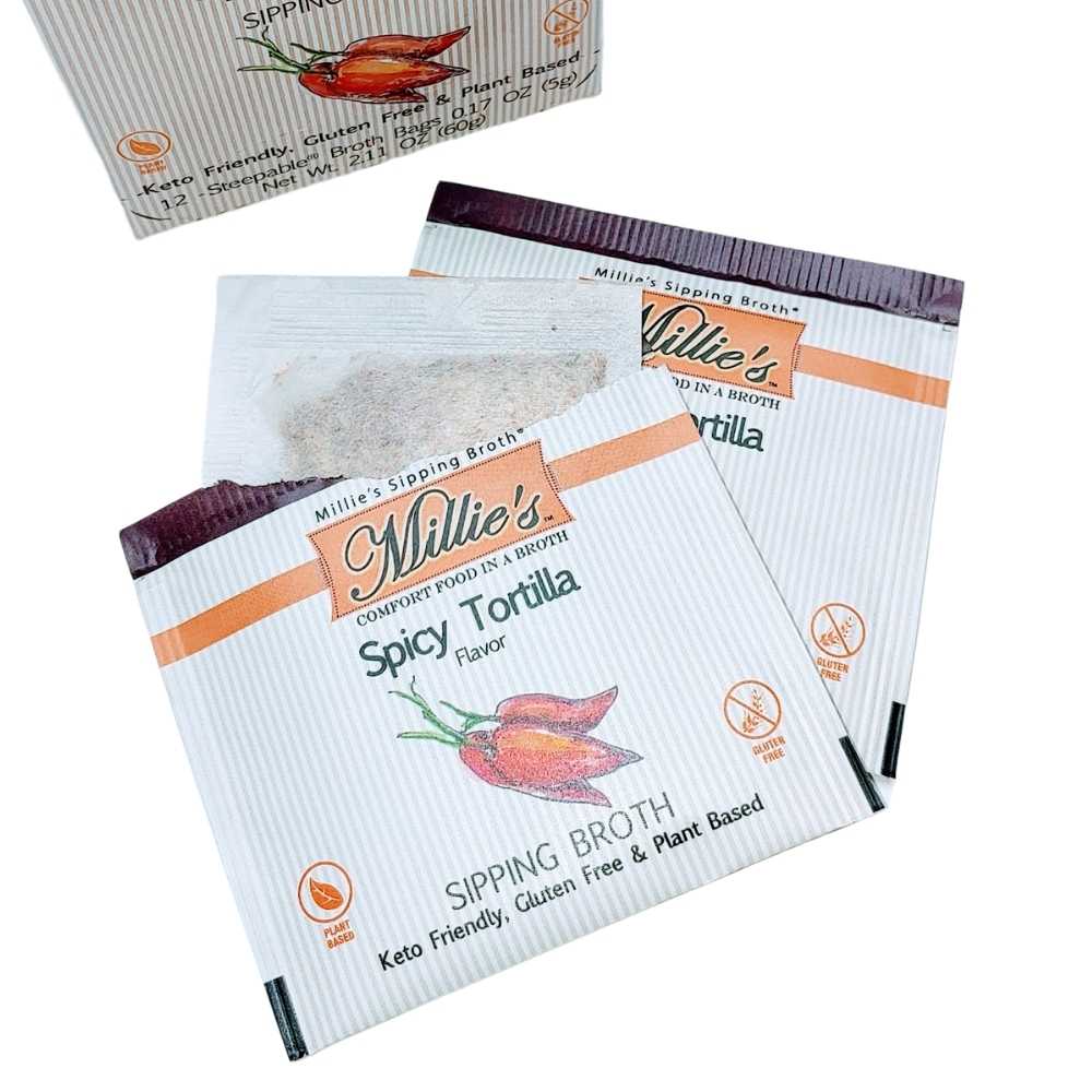 Millie's Spicy Tortilla Sipping Broth - 2 Box - 12 Count (24 Servings)