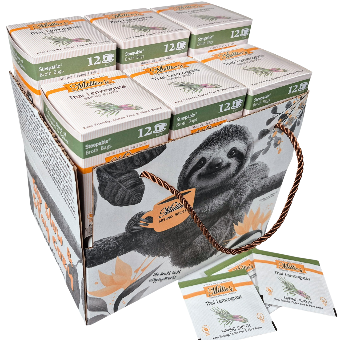 Millie's Thai Lemongrass Sipping Broth Value Case - 6 Box C A S E - 12 Count (72 Servings)
