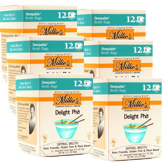 Millie's Delight Pho Sipping Broth - 6 Box C A S E - 12 Count (72 Servings)