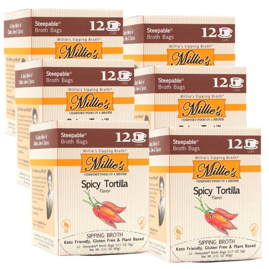 Millie's Spicy Tortilla Sipping Broth - 6 Box C A S E - 12 Count (72 Servings)