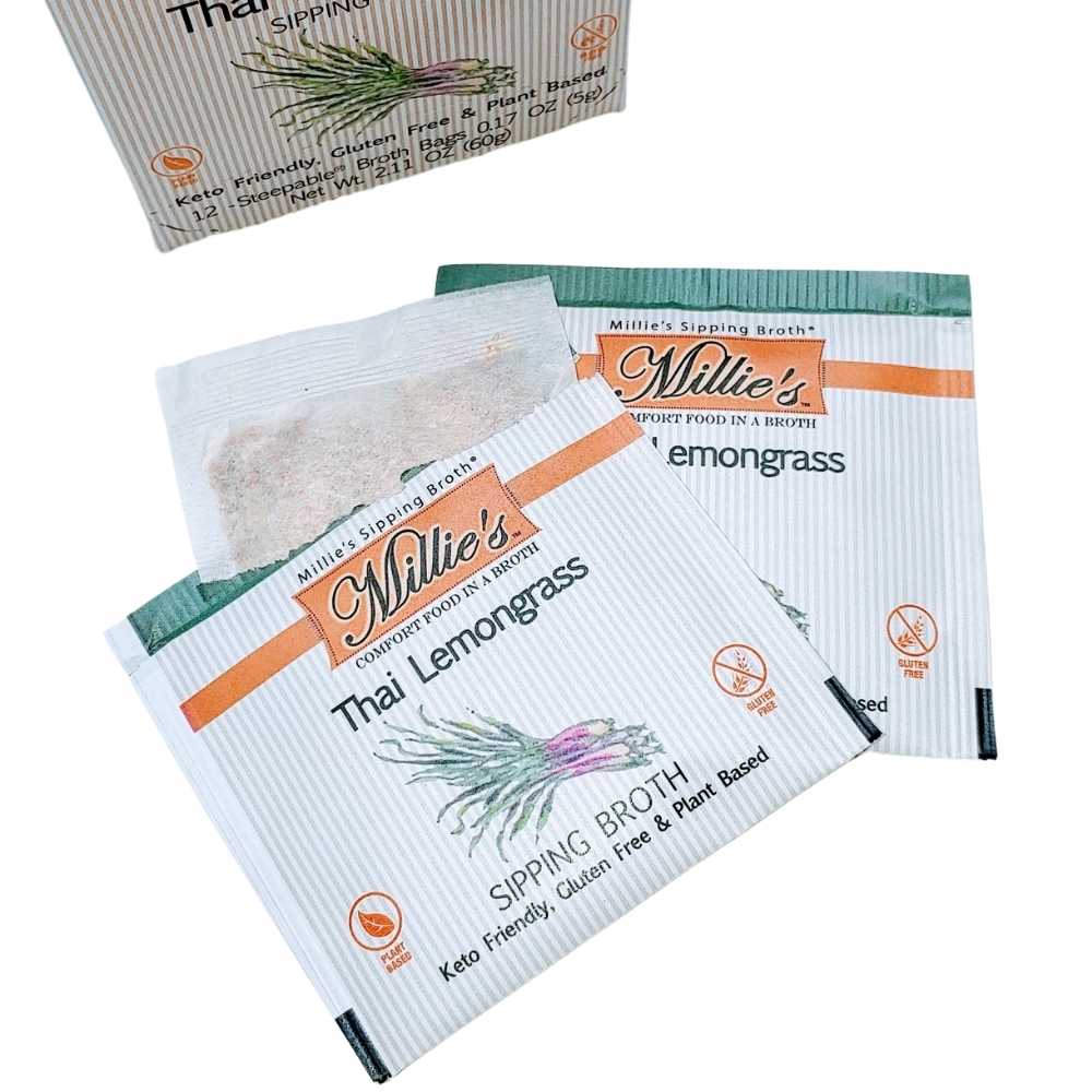 Millie's Thai Lemongrass Sipping Broth - 3 Box - 12 Count (36 Servings)