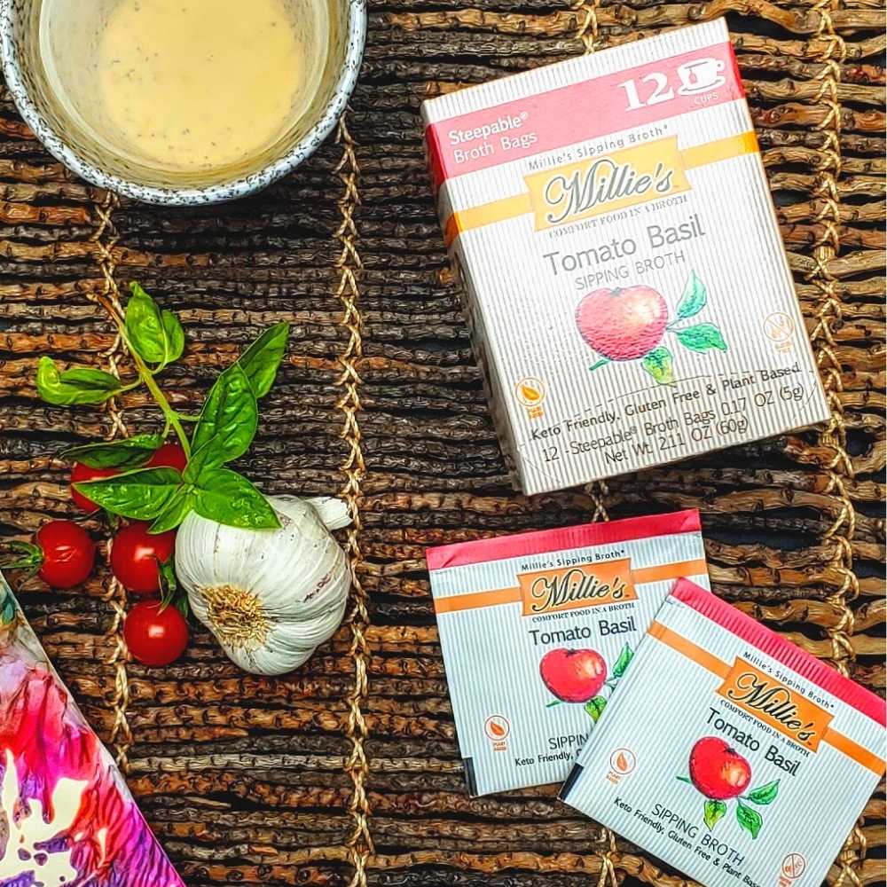 Millie's Tomato Basil Sipping Broth - 3 Box - 12 Count (36 Servings)